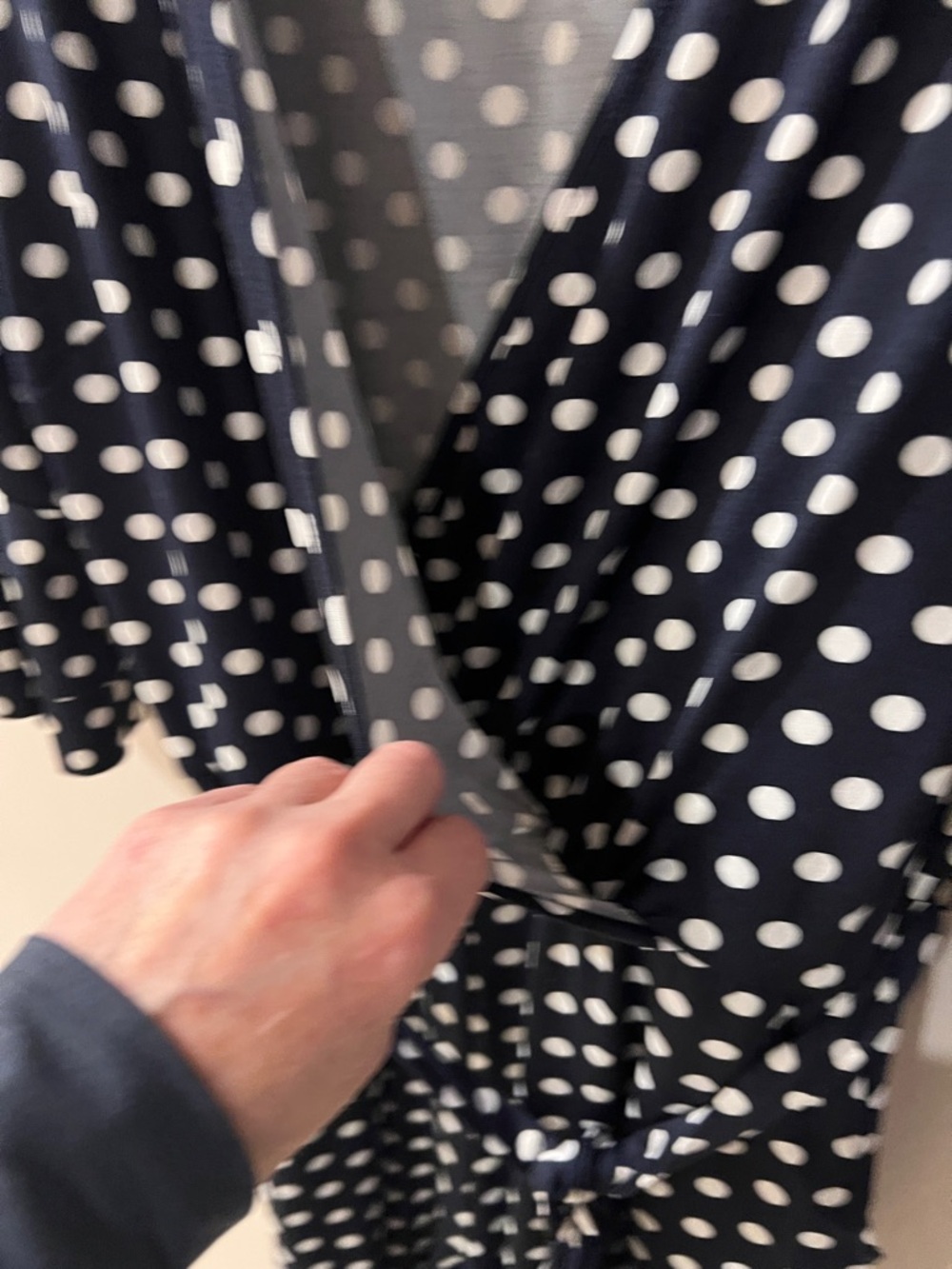 VENUS Navy and White Polka Dot Wrap Jumpsuit With Pockets & Belt Size Large - Picture 8 of 9